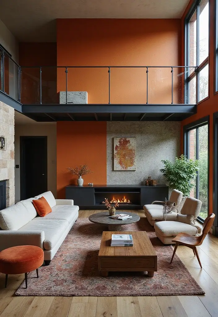 29 Two Story Living Room Ideas That Feel Open and Dramatic - 6. Bold Accent Walls