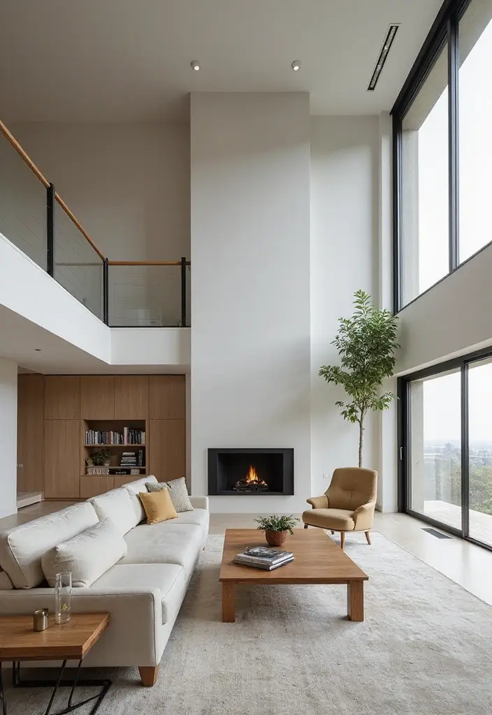 29 Two Story Living Room Ideas That Feel Open and Dramatic - 7. Minimalist Furniture Arrangements