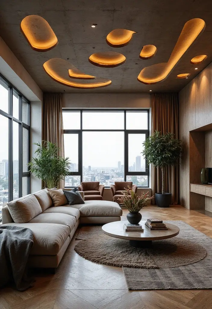 29 Urban Living Room Ideas That Capture City Style Perfectly - 15. Accentuated Ceilings