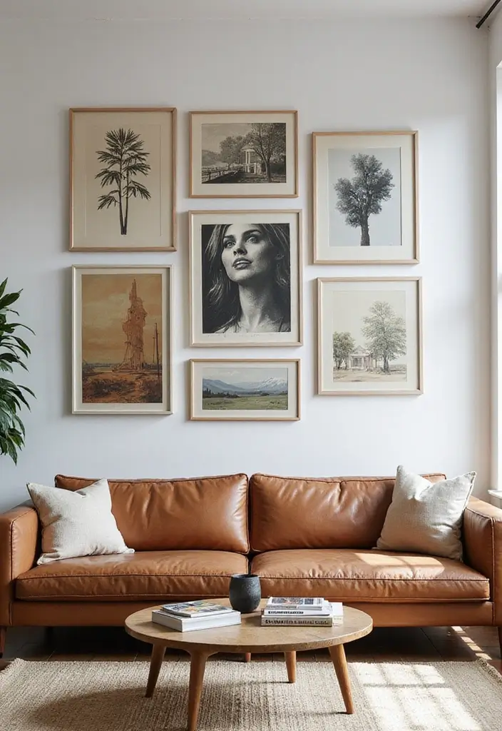 29 Urban Living Room Ideas That Capture City Style Perfectly - 25. Layered Artwork