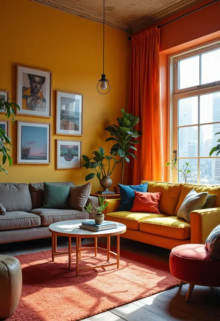 29 Urban Living Room Ideas That Capture City Style Perfectly - 3. Bold Color Accents