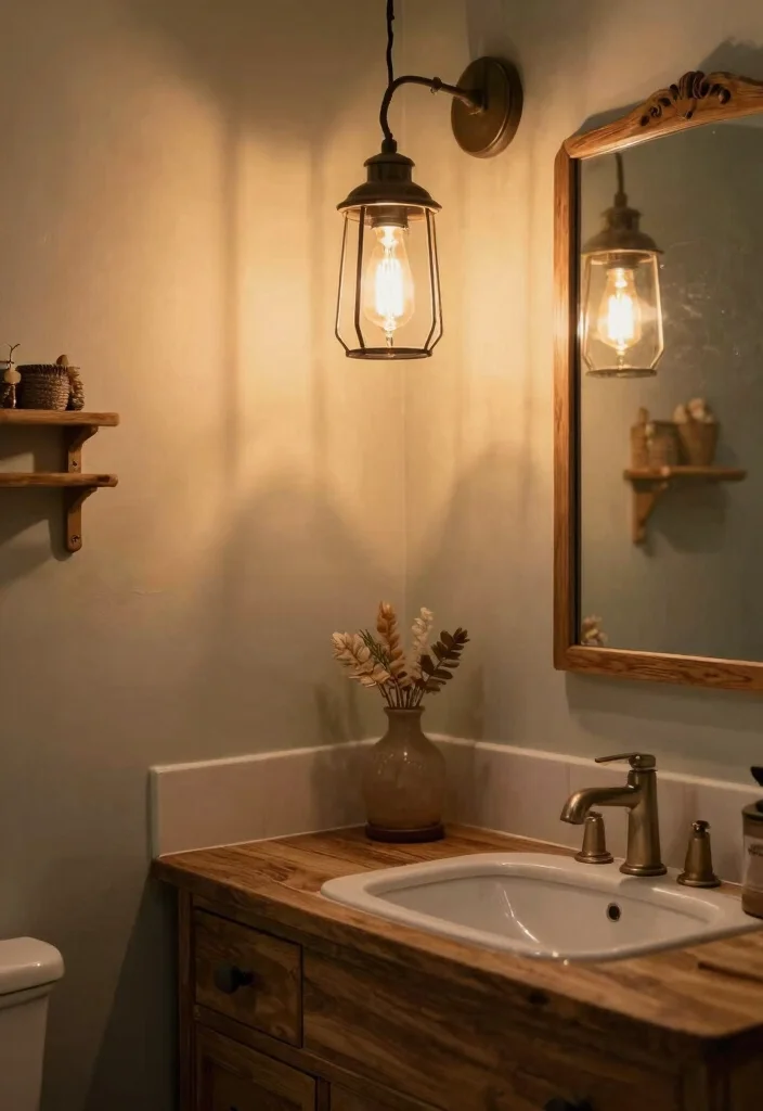 14 Bathroom Pendant Light Ideas Over Vanity For Stylish Glow - 14. Vintage Lanterns with Edison Bulbs 1