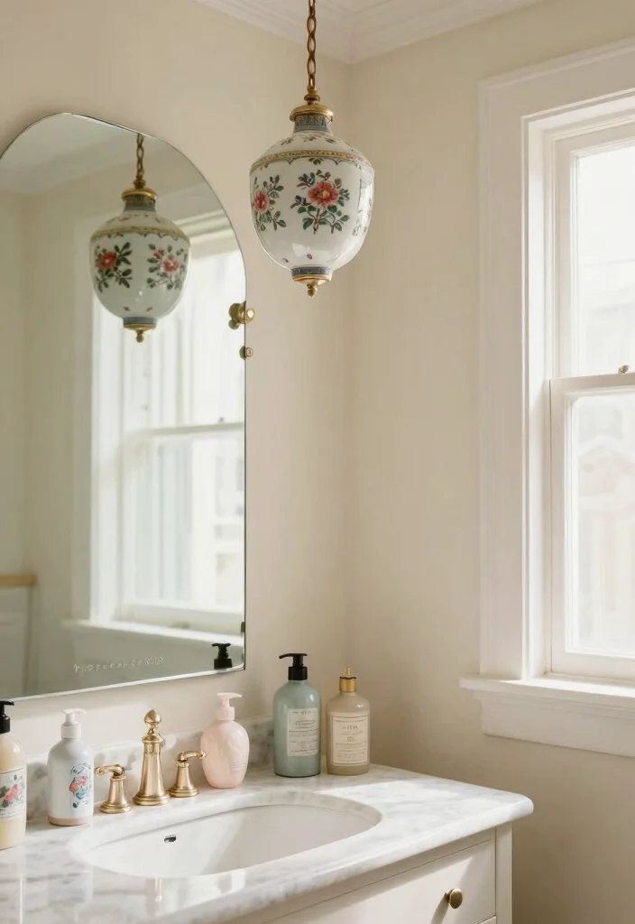 14 Bathroom Pendant Light Ideas Over Vanity For Stylish Glow - 8. Vintage Porcelain Pendant Lights 1