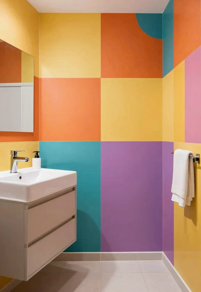14 Bathroom Stencil Ideas For Creative Walls - 11. Color Block Stencils 1