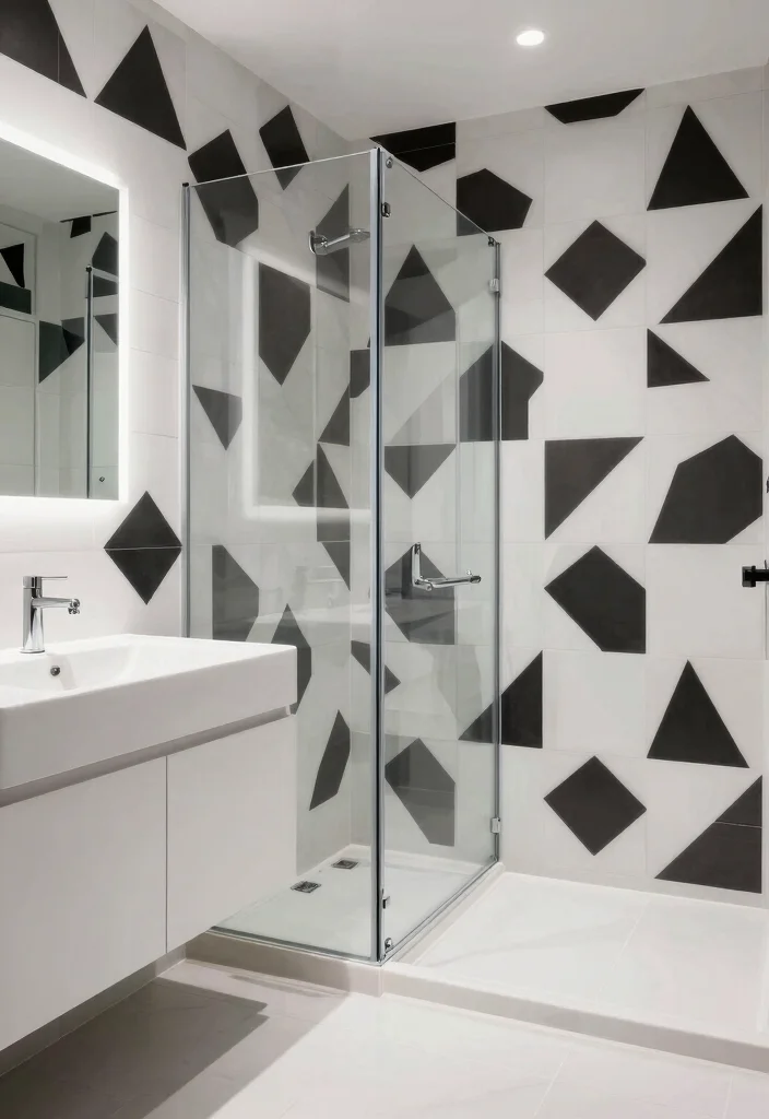 14 Bathroom Stencil Ideas For Creative Walls - 3. Modern Geometric 1