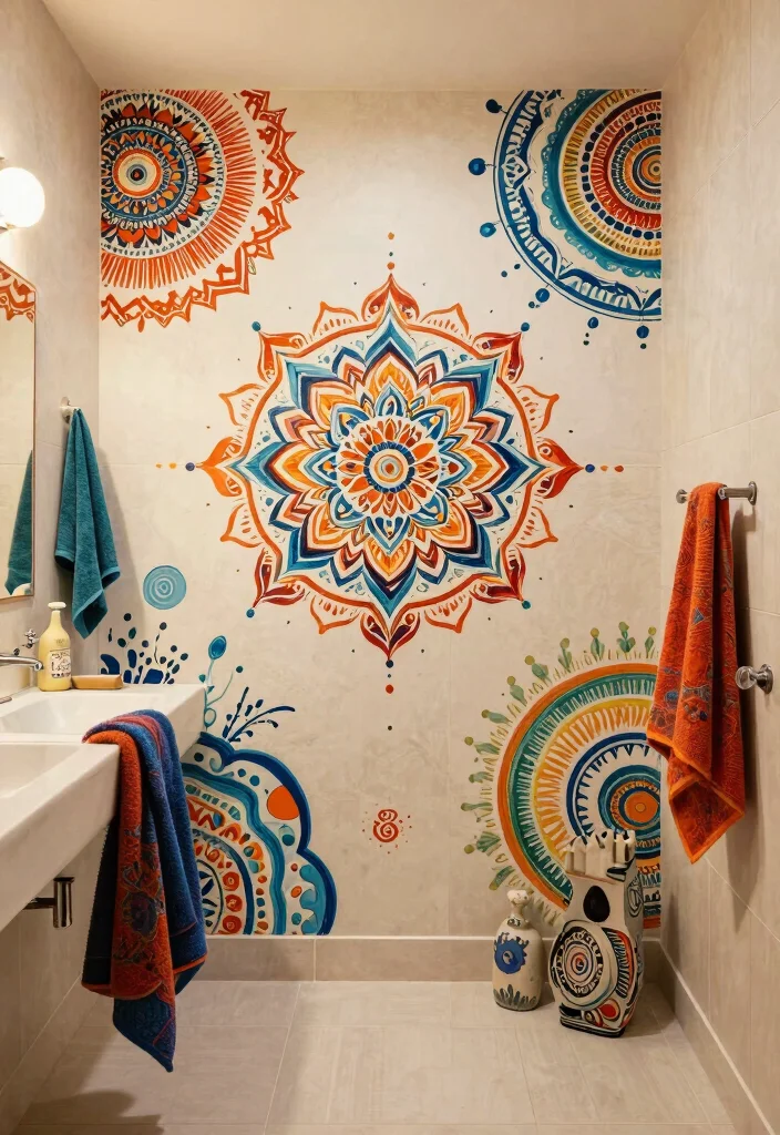 14 Bathroom Stencil Ideas For Creative Walls - 6. Artistic Accents 1