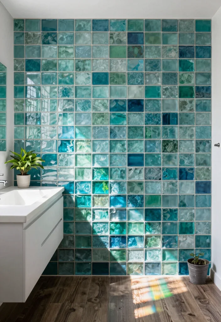 14 Best Bathroom Tile Ideas For Every Style - 1. Recycled Glass Tiles for a Modern Touch 1