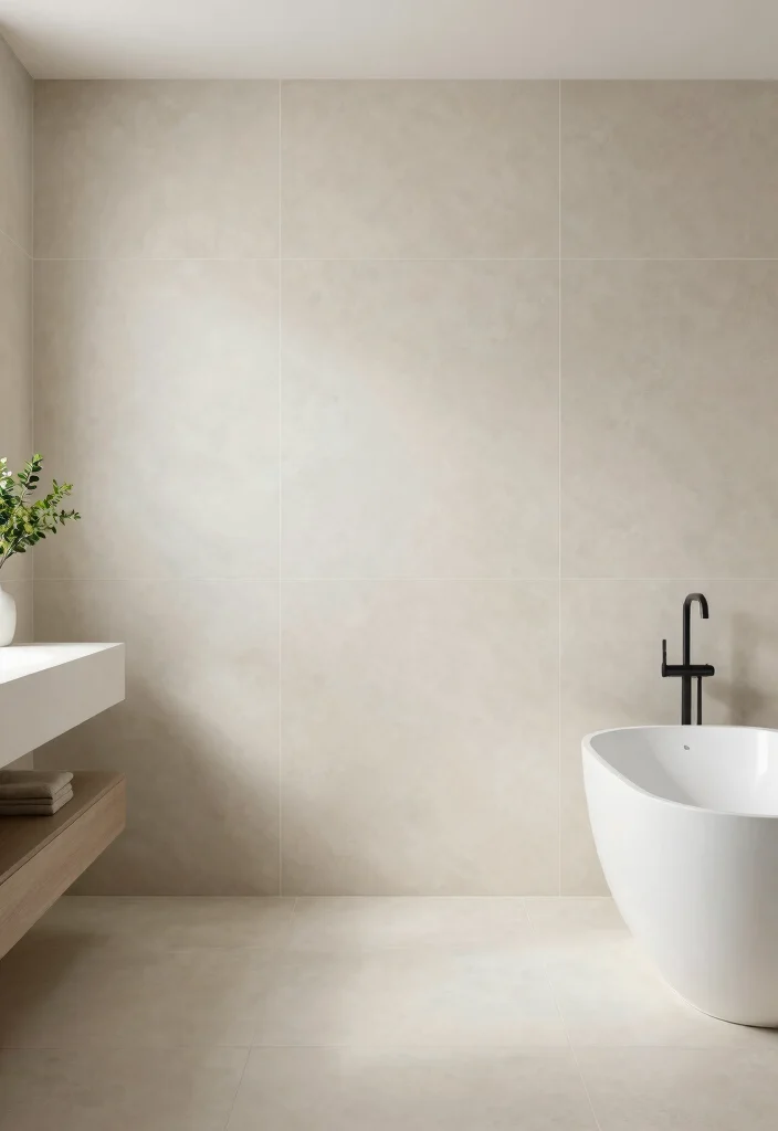 14 Best Bathroom Tile Ideas For Every Style - 12. Large Format Tiles for Minimalist Appeal 1
