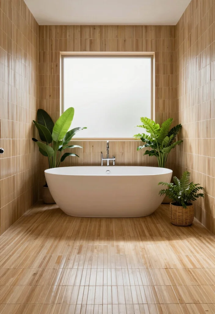 14 Best Bathroom Tile Ideas For Every Style - 2. Bamboo Tiles for a Natural Vibe 1