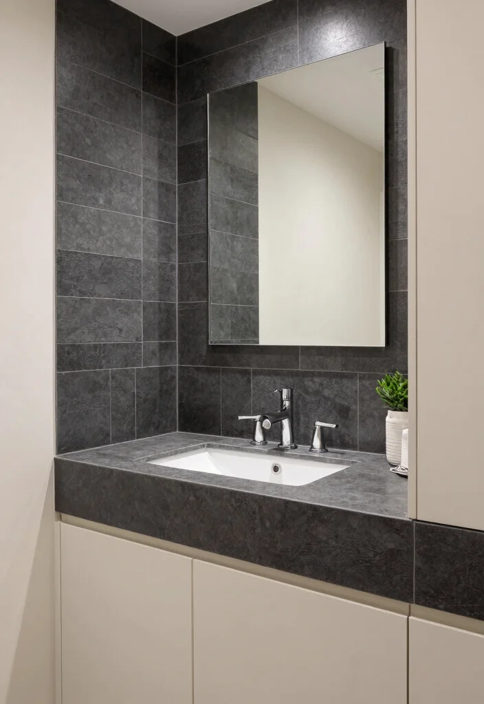 14 Charcoal Tile Bathroom Ideas With Moody Depth - 9. Charcoal Tile Accents 1