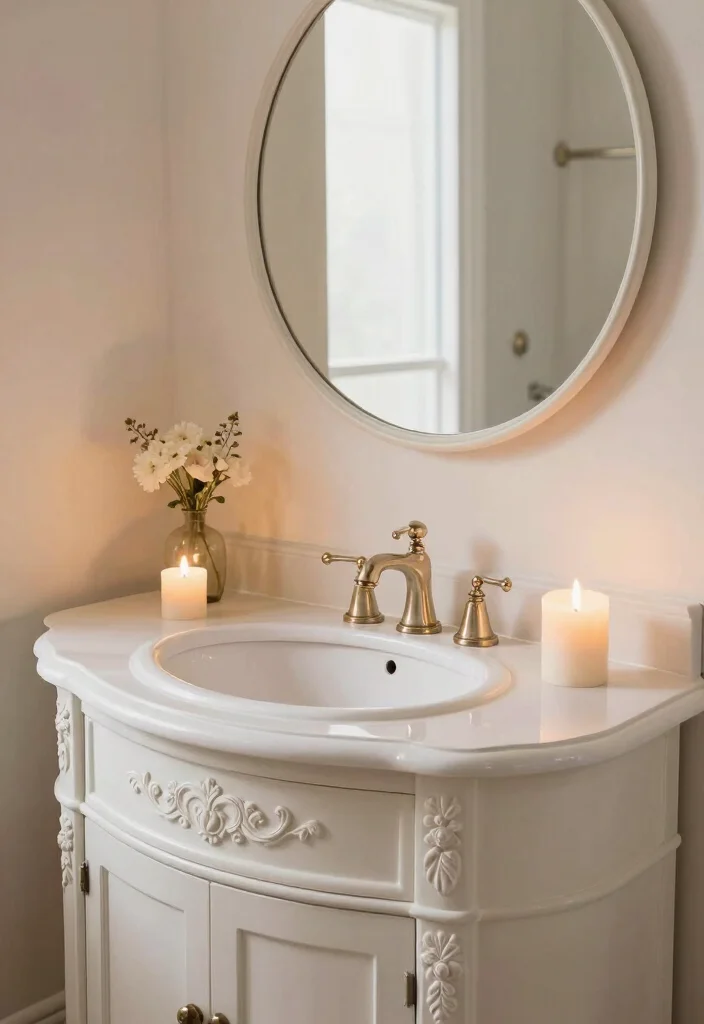 14 French Country Bathroom Vanity Ideas With Rustic Charm - 9. Elegant Curved Vanity 1