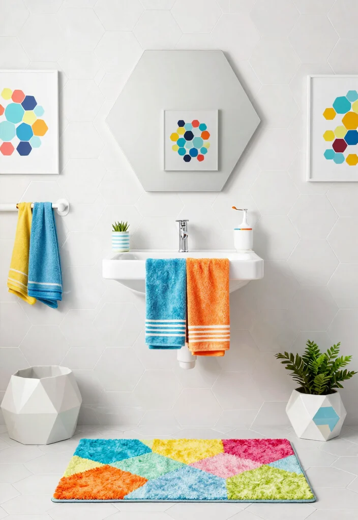 14 Kids Bathroom Decor Ideas With Fun Style - 13. Happy Hexagons 1