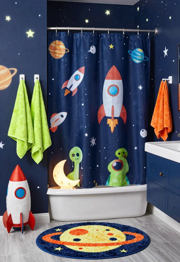 14 Kids Bathroom Decor Ideas With Fun Style - 3. Outer Space Galaxy 1