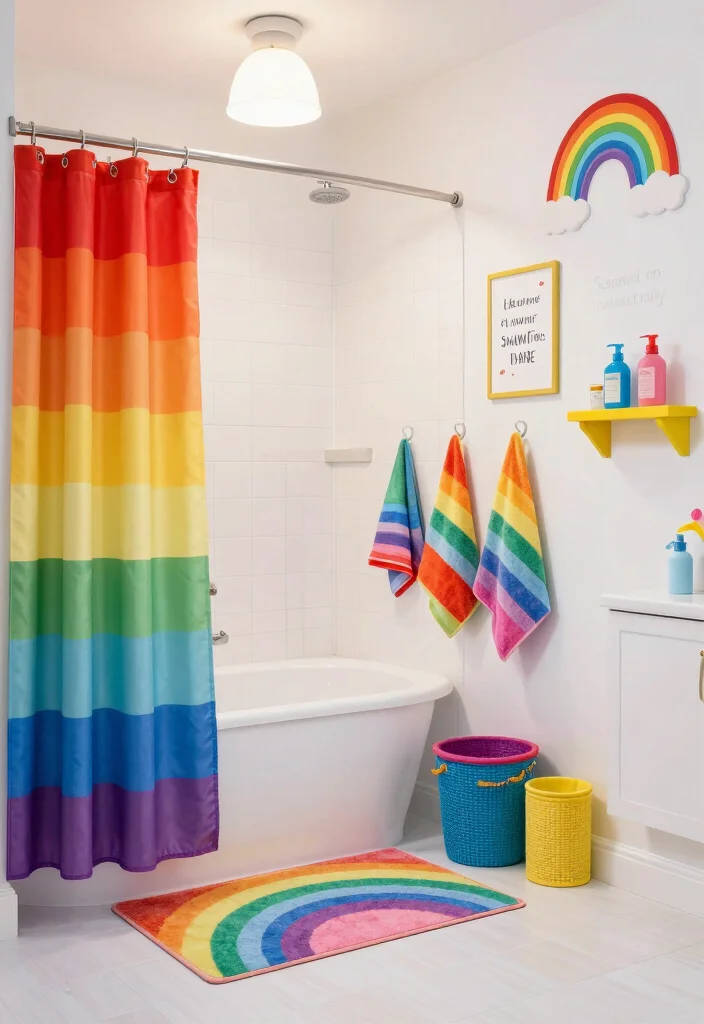 14 Kids Bathroom Decor Ideas With Fun Style - 6. Rainbow Bright 1