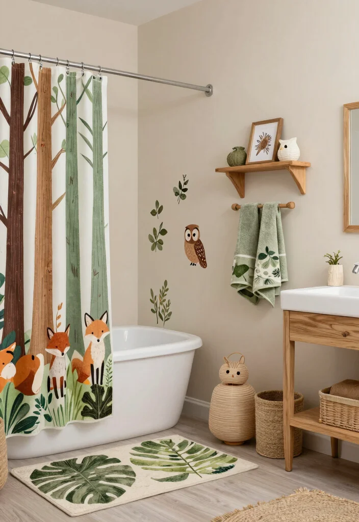 14 Kids Bathroom Decor Ideas With Fun Style - 7. Woodland Creatures 1