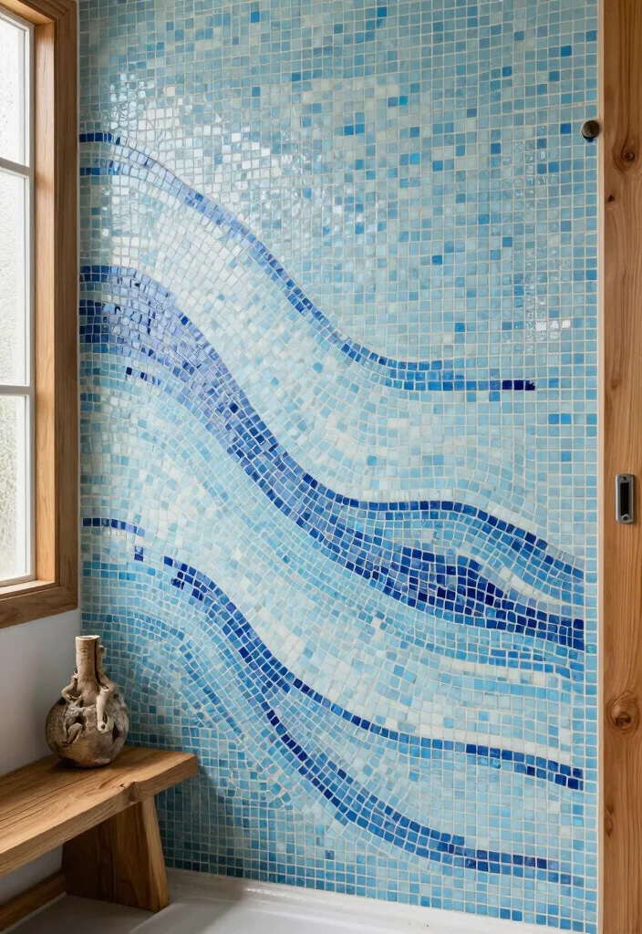 14 Light Blue Bathroom Tile Ideas With Soft Coastal Vibes - 2. Mosaic Tiles for Artistic Flair 1
