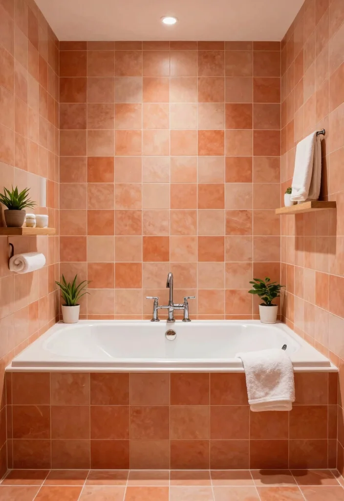 14 Orange Tile Bathroom Ideas With Energetic Colour - 11. Elegant Spa Retreat with Orange Tiles 1