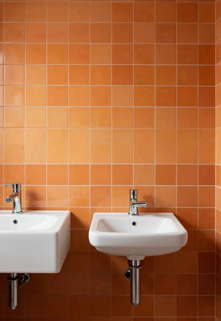 14 Orange Tile Bathroom Ideas With Energetic Colour - 6. Ombre Orange Elegance 1