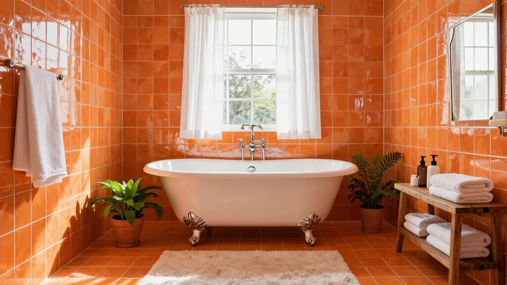 14 Orange Tile Bathroom Ideas With Energetic Colour