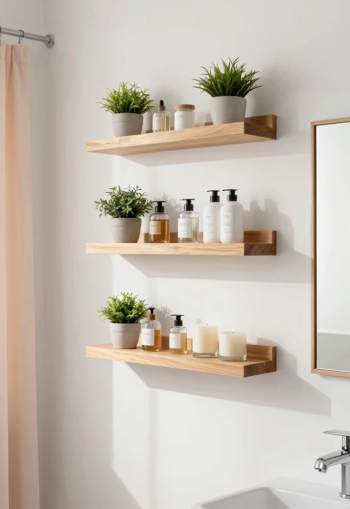 14 Quarter Bathroom Ideas For Tiny Smart Spaces - 1. Floating Shelves for Stylish Storage 1