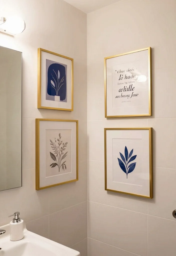 14 Quarter Bathroom Ideas For Tiny Smart Spaces - 12. Wall Art for a Personal Touch 1