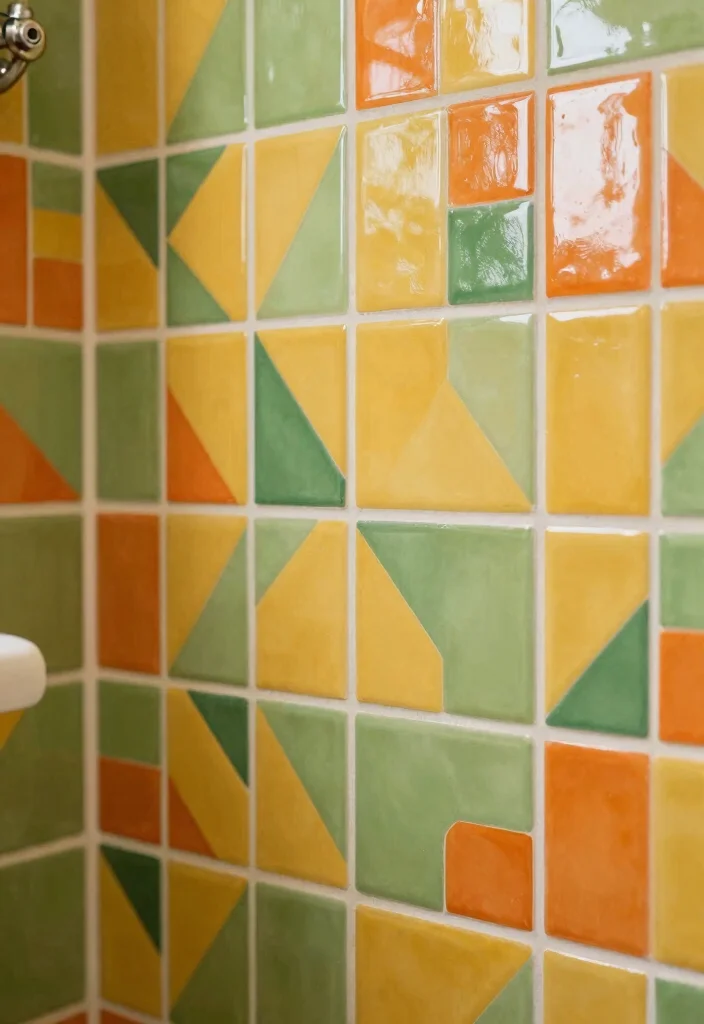 14 Retro Bathroom Decor Ideas With Vintage Pop - 1. Groovy Tile Patterns 1