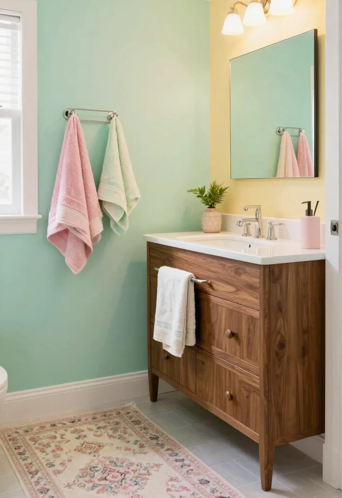 14 Retro Bathroom Decor Ideas With Vintage Pop - 2. Nostalgic Color Palettes 1