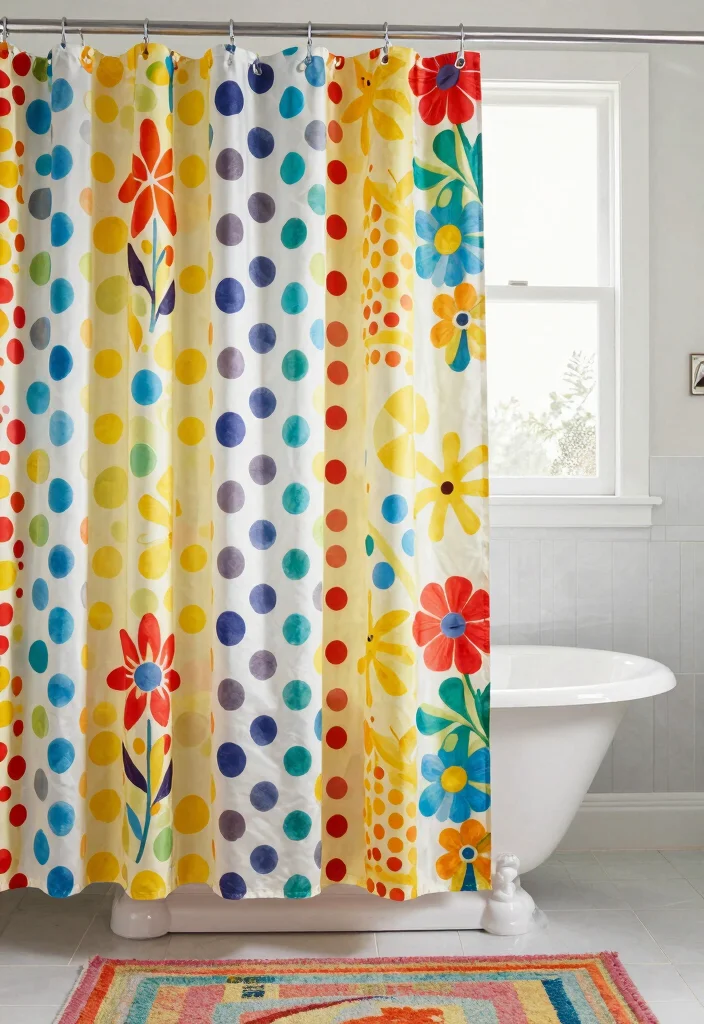 14 Retro Bathroom Decor Ideas With Vintage Pop - 4. Fun Shower Curtains 1