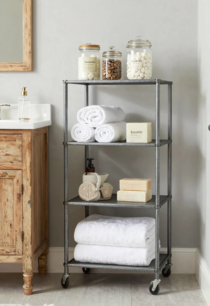 14 Retro Bathroom Decor Ideas With Vintage Pop - 7. Vintage Storage Solutions 1