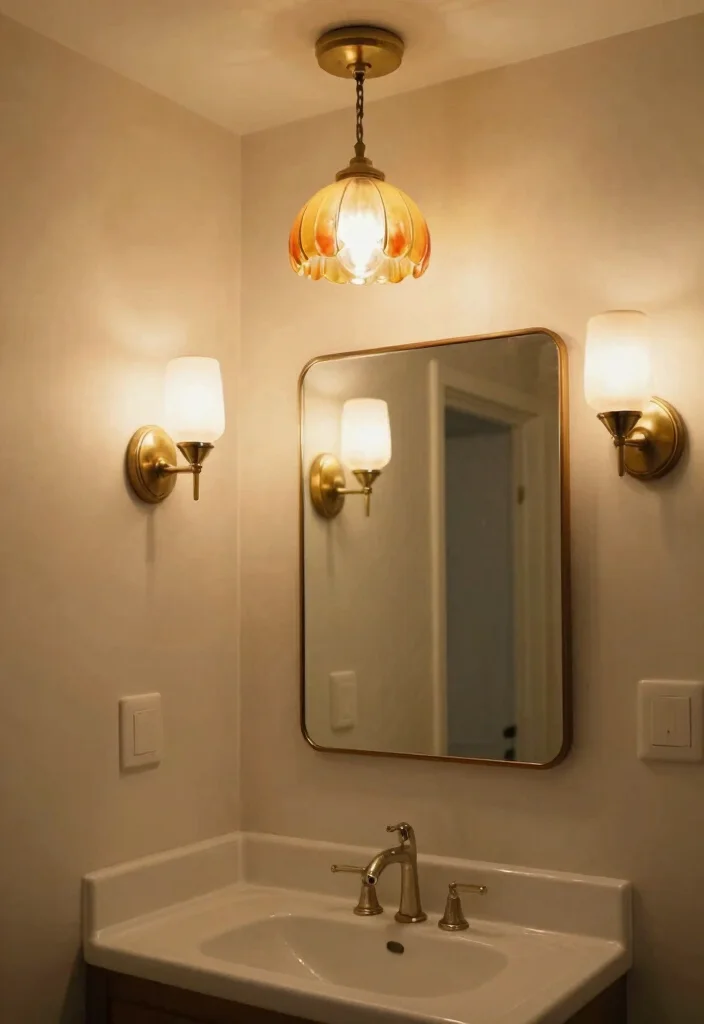 14 Retro Bathroom Decor Ideas With Vintage Pop - 8. Retro Lighting Fixtures 1