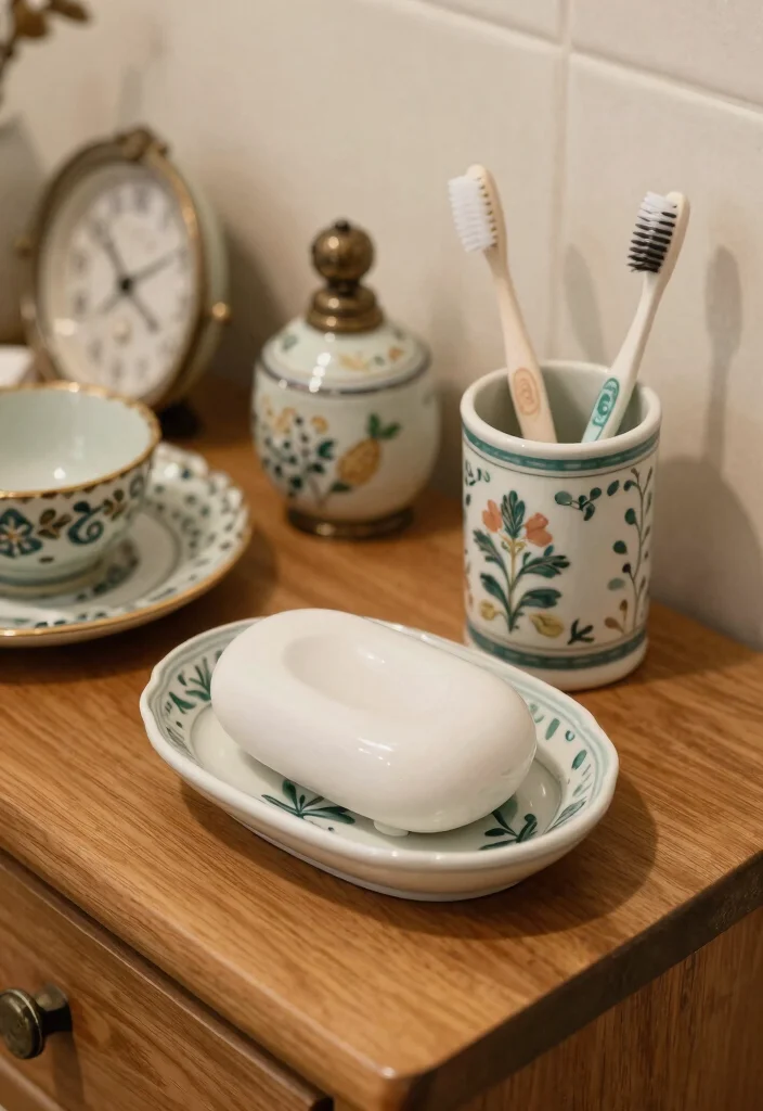 14 Retro Bathroom Decor Ideas With Vintage Pop - 9. Vintage Accessories 1