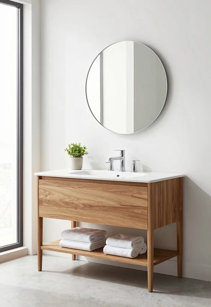 14 Teak Bathroom Vanity Ideas With Natural Texture - 1. Minimalist Modern Teak Vanity 1