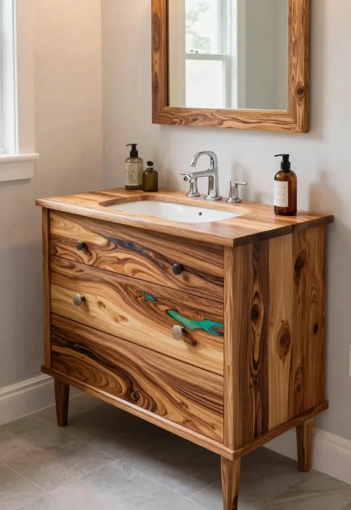 14 Teak Bathroom Vanity Ideas With Natural Texture - 14. Teak Vanity with Custom Finishes 1