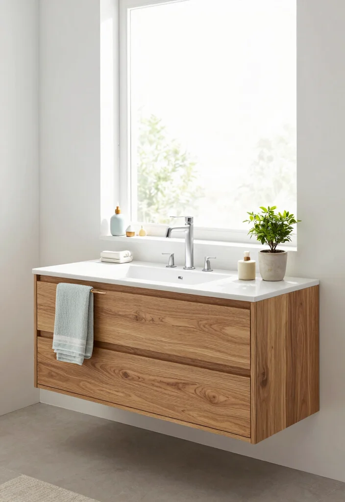 14 Teak Bathroom Vanity Ideas With Natural Texture - 3. Scandinavian-Inspired Teak Vanity 1