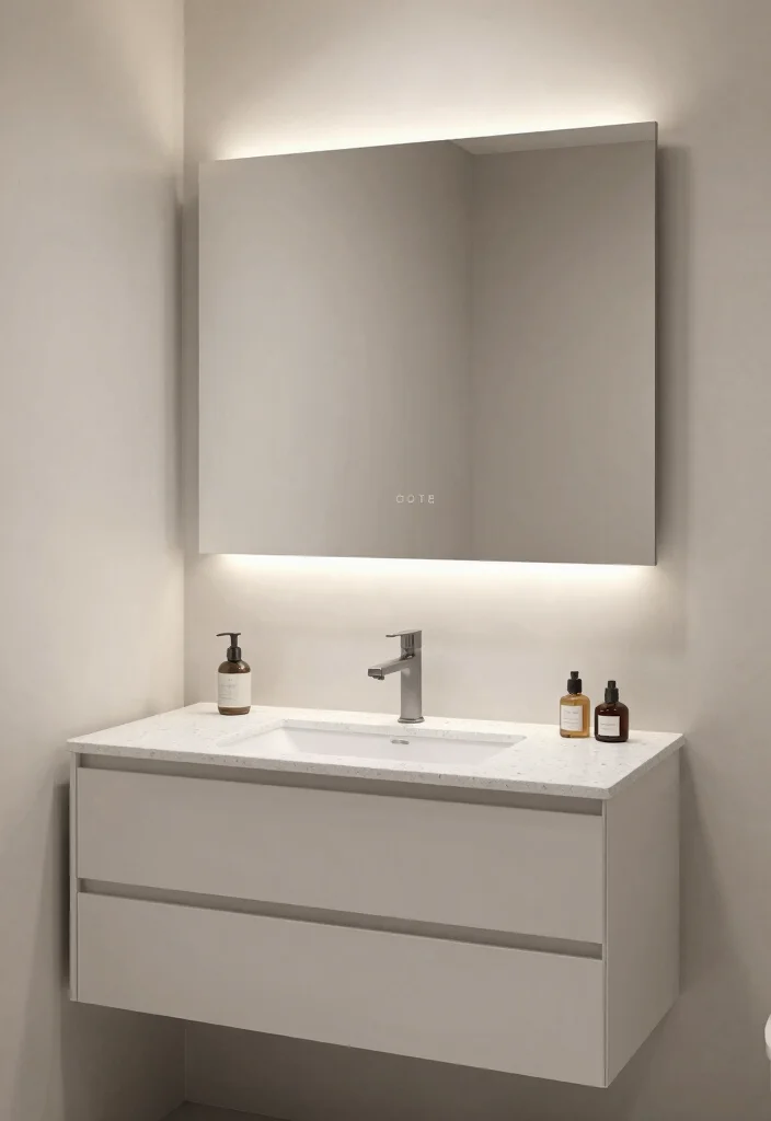 15 Bathroom Vanity And Mirror Ideas For Perfect Pairing - 10. Contemporary Vanity with Frameless Mirror 1