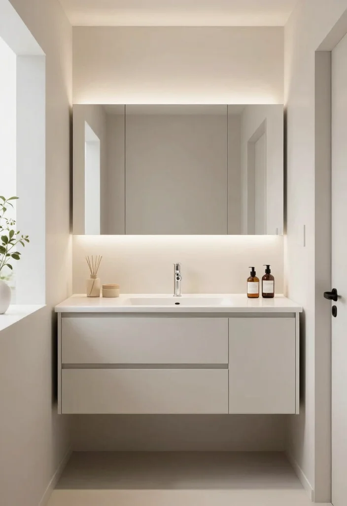 15 Bathroom Vanity And Mirror Ideas For Perfect Pairing - 13. Compact Vanity with Built-In Lighting 1