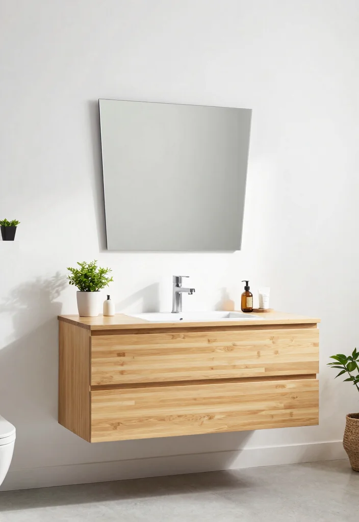 15 Bathroom Vanity And Mirror Ideas For Perfect Pairing - 2. Minimalist Vanity with Wall-Mounted Mirror 1