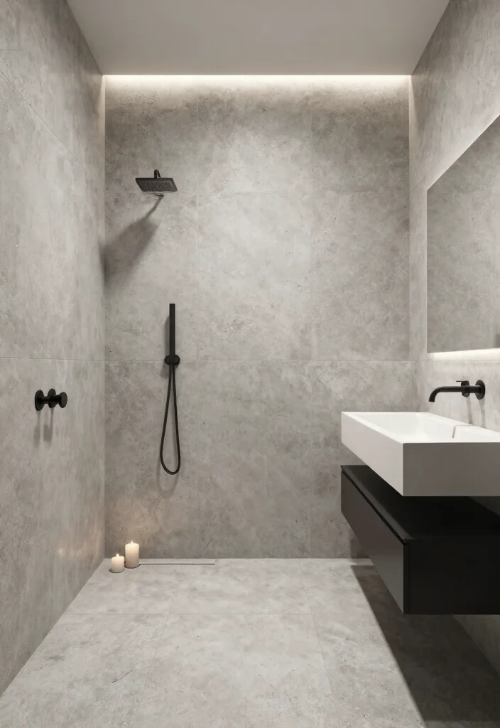 15 Beaumont Tile Bathroom Ideas With Designer Style - 5. Minimalist Concrete Look 1