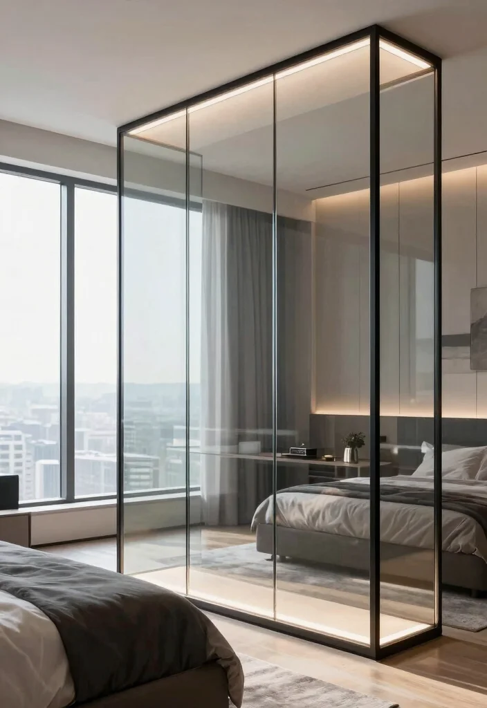 15 Bedroom Accent Wall With Window Ideas: Bright Focal Design - 14. Glass and Light 1