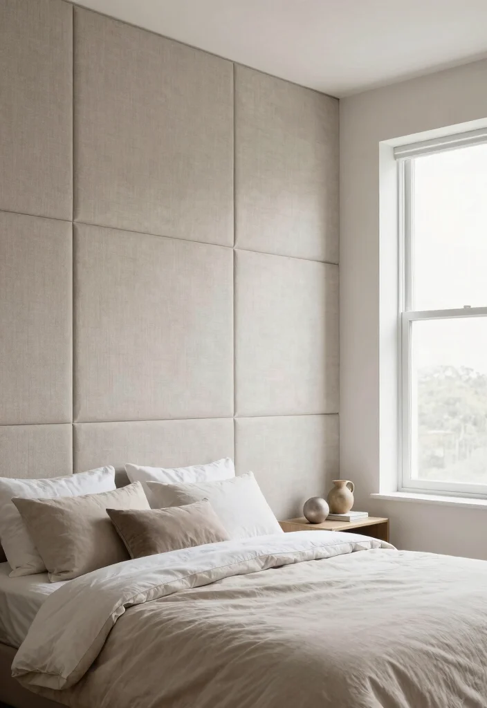 15 Bedroom Accent Wall With Window Ideas: Bright Focal Design - 4. Textured Fabric Panels 1