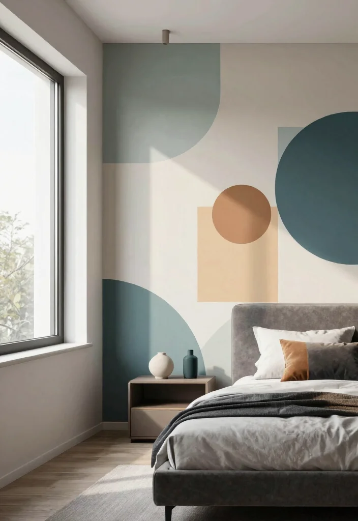 15 Bedroom Accent Wall With Window Ideas: Bright Focal Design - 8. Geometric Delight 1