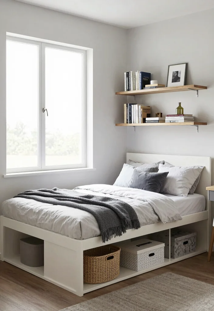 15 Bedroom With Window Behind Bed Ideas: Unique Airy Design - 10. Smart Storage Solutions 1