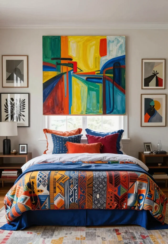 15 Bedroom With Window Behind Bed Ideas: Unique Airy Design - 12. Artistic Expression 1