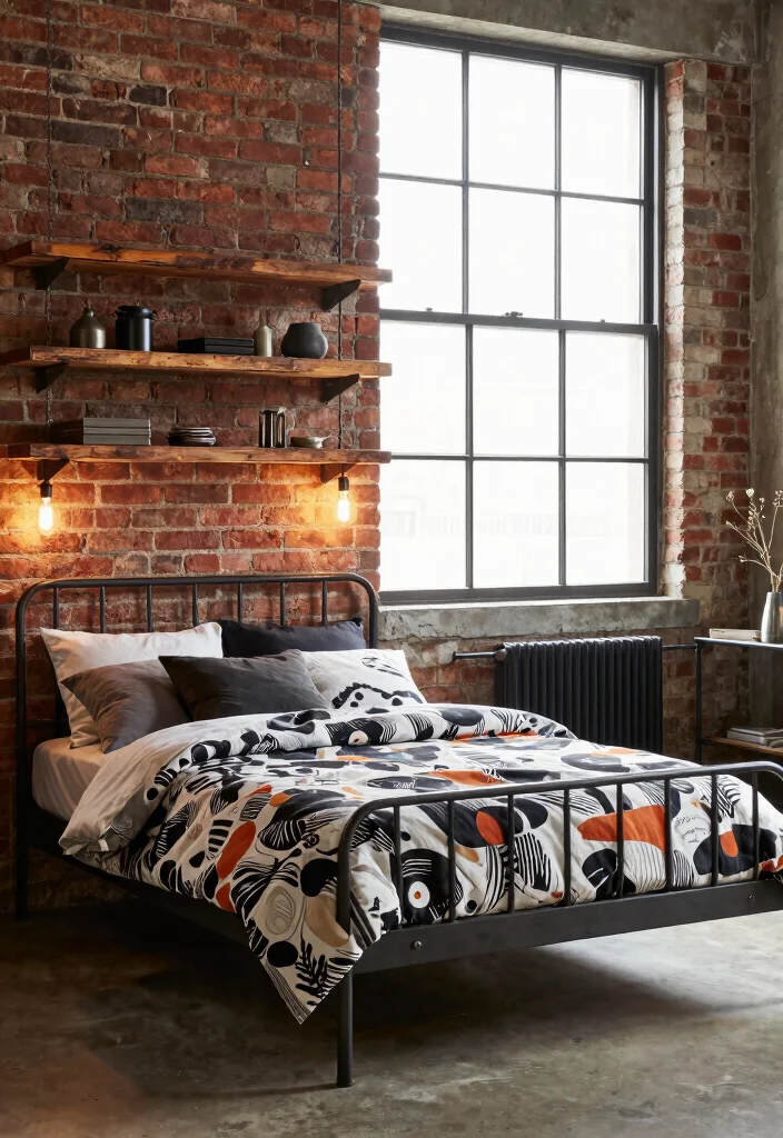 15 Bedroom With Window Behind Bed Ideas: Unique Airy Design - 5. Industrial Chic 1