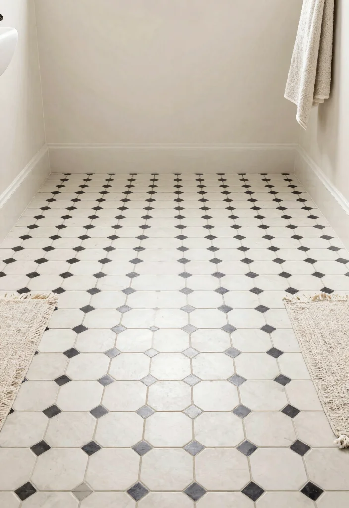 15 Black Hexagon Tile Bathroom Ideas With Bold Pattern - 15. Subtle Patterns with Black Hexagon Tiles 1
