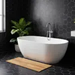 15 Black Hexagon Tile Bathroom Ideas With Bold Pattern