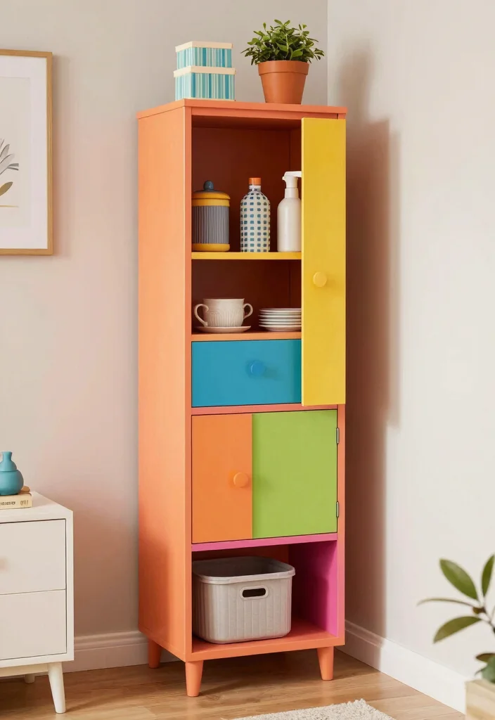 15 Cabinet for Small Bedroom Closets Ideas for Smart Storage - 14. Colorful Storage Solutions 1