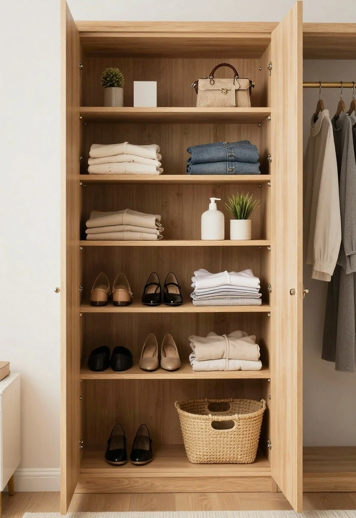 15 Cabinet for Small Bedroom Closets Ideas for Smart Storage - 8. Open Shelving Units 1