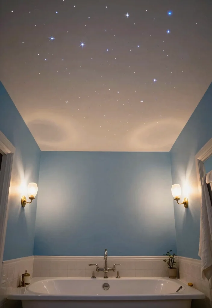 15 Celestial Bathroom Ideas With Dreamy Skies - 4. Starlit Ceiling 1