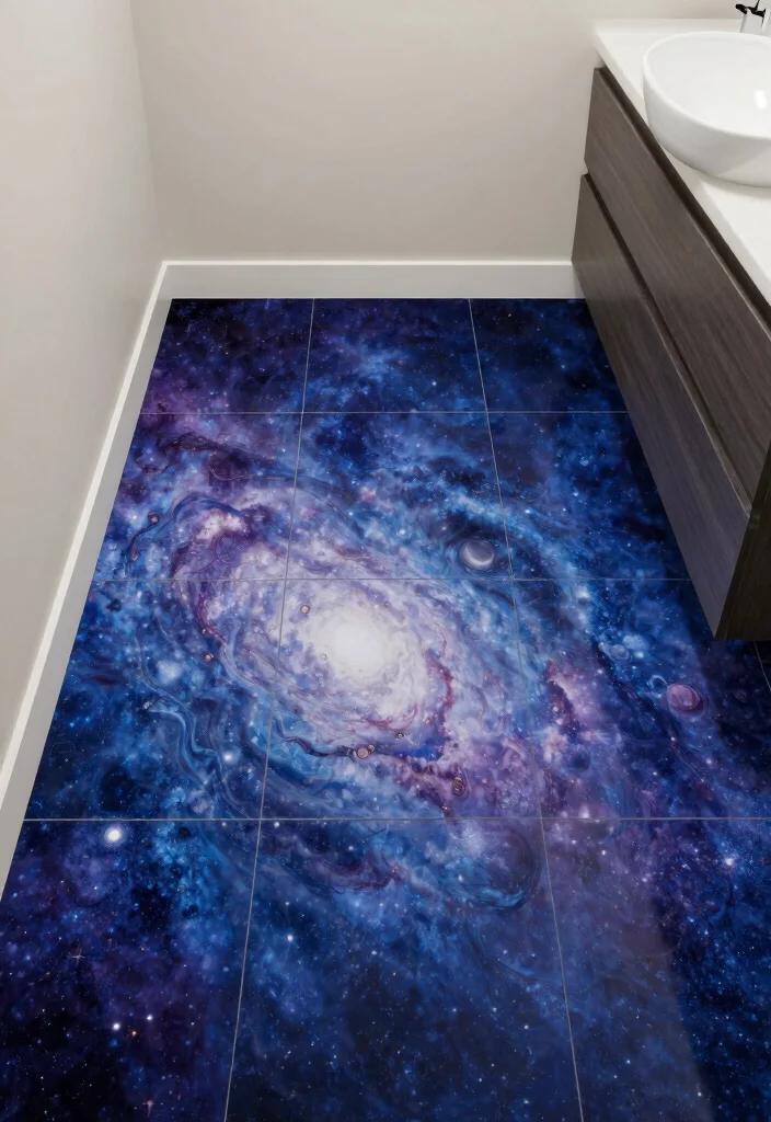 15 Celestial Bathroom Ideas With Dreamy Skies - 8. Galaxy-Inspired Tiles 1